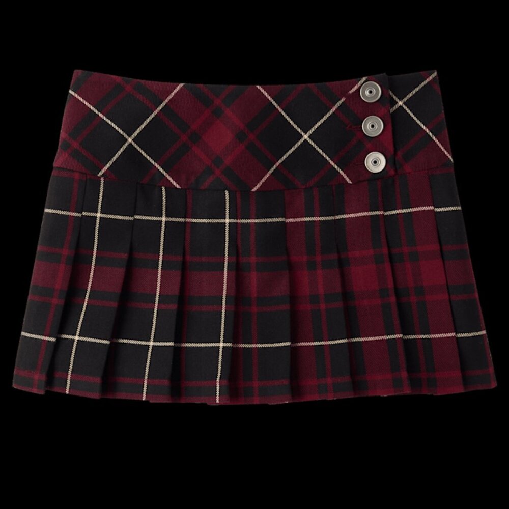 Girls red/black plaid mini skirt skort - Kids Sz 10